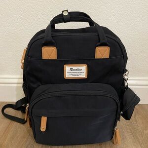 Large Ruvalino Diaper Bag Backpack, in Black